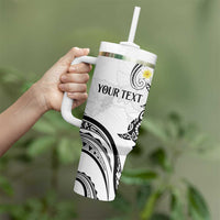 Polynesia Tribal Tumbler With Handle White Plumeria Tentacles LT7 - Polynesian Pride