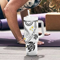 Polynesia Tribal Tumbler With Handle White Plumeria Tentacles LT7 - Polynesian Pride
