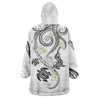 Polynesia Tribal Wearable Blanket Hoodie White Plumeria Tentacles LT7 - Polynesian Pride