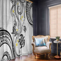Polynesia Tribal Window Curtain White Plumeria Tentacles LT7 - Polynesian Pride