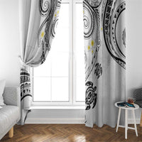 Polynesia Tribal Window Curtain White Plumeria Tentacles LT7 - Polynesian Pride
