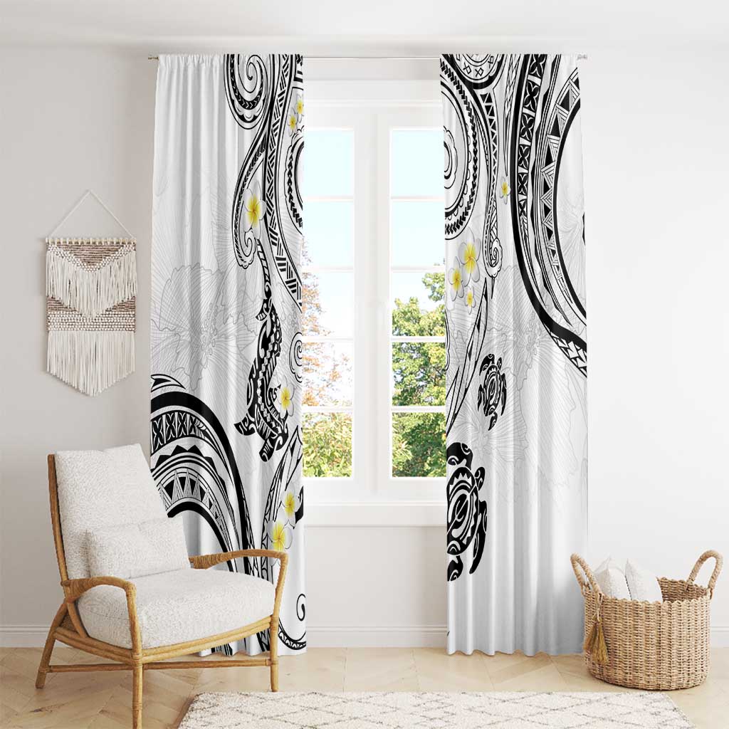 Polynesia Tribal Window Curtain White Plumeria Tentacles LT7 - Polynesian Pride