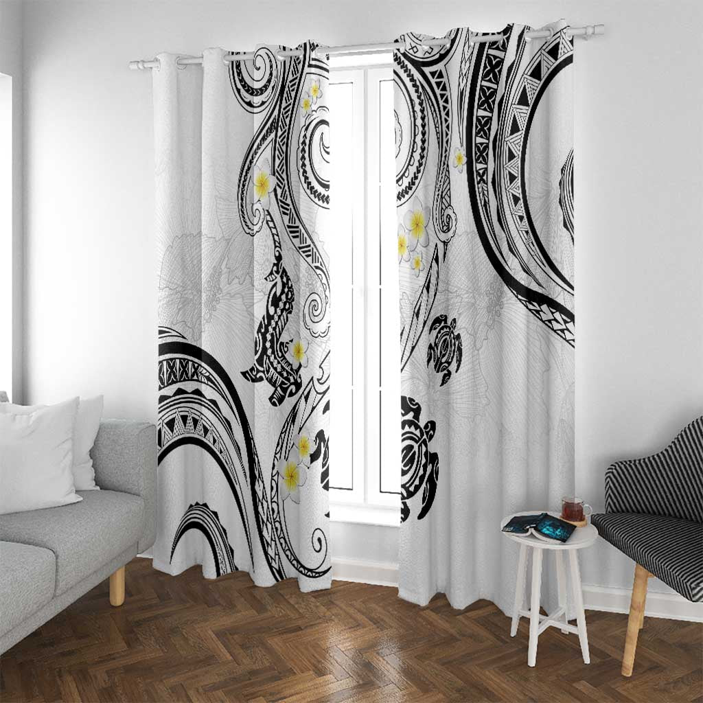 Polynesia Tribal Window Curtain White Plumeria Tentacles LT7 With Grommets White - Polynesian Pride