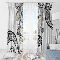 Polynesia Tribal Window Curtain White Plumeria Tentacles LT7 - Polynesian Pride