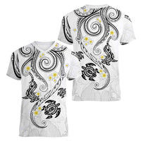 Polynesia Tribal Women V-Neck T-Shirt White Plumeria Tentacles LT7 - Polynesian Pride