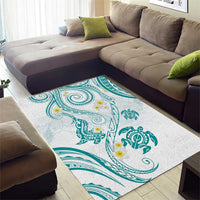 Polynesia Tribal Area Rug Teal Plumeria Tentacles