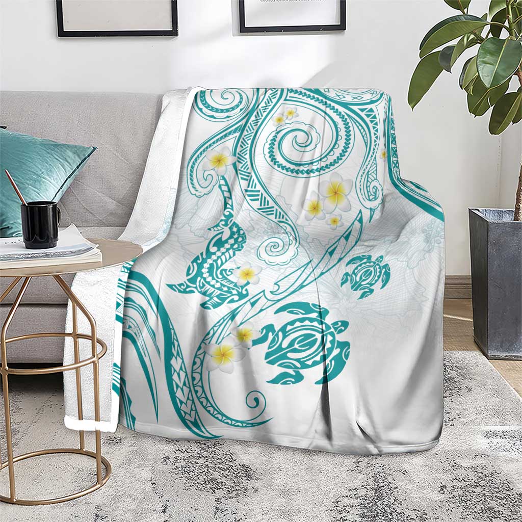 Polynesia Tribal Blanket Teal Plumeria Tentacles LT7 - Polynesian Pride