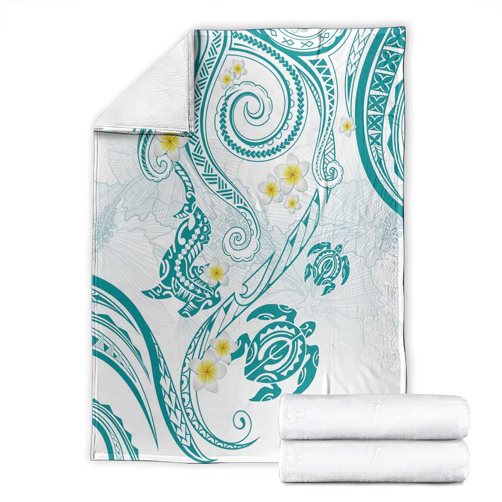 Polynesia Tribal Blanket Teal Plumeria Tentacles LT7 - Polynesian Pride