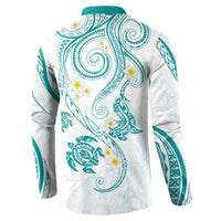 Polynesia Tribal Button Sweatshirt Teal Plumeria Tentacles LT7 - Polynesian Pride