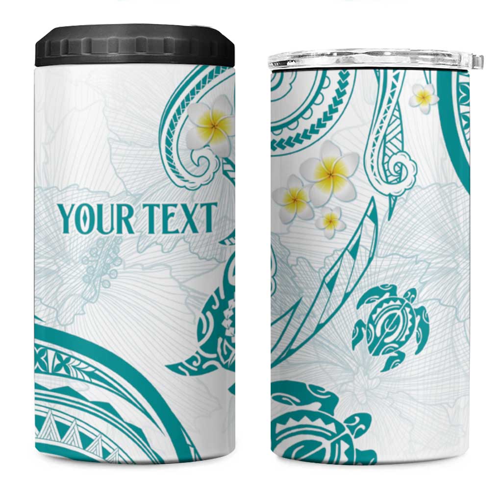 Polynesia Tribal 4 in 1 Can Cooler Tumbler Teal Plumeria Tentacles LT7 One Size: 16 oz Teal - Polynesian Pride