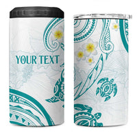 Polynesia Tribal 4 in 1 Can Cooler Tumbler Teal Plumeria Tentacles LT7 One Size: 16 oz Teal - Polynesian Pride