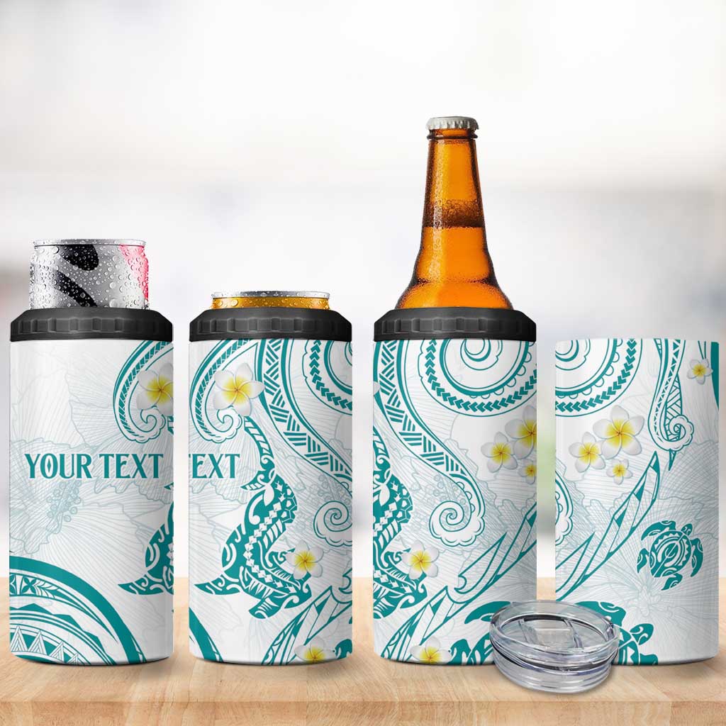 Polynesia Tribal 4 in 1 Can Cooler Tumbler Teal Plumeria Tentacles LT7 - Polynesian Pride