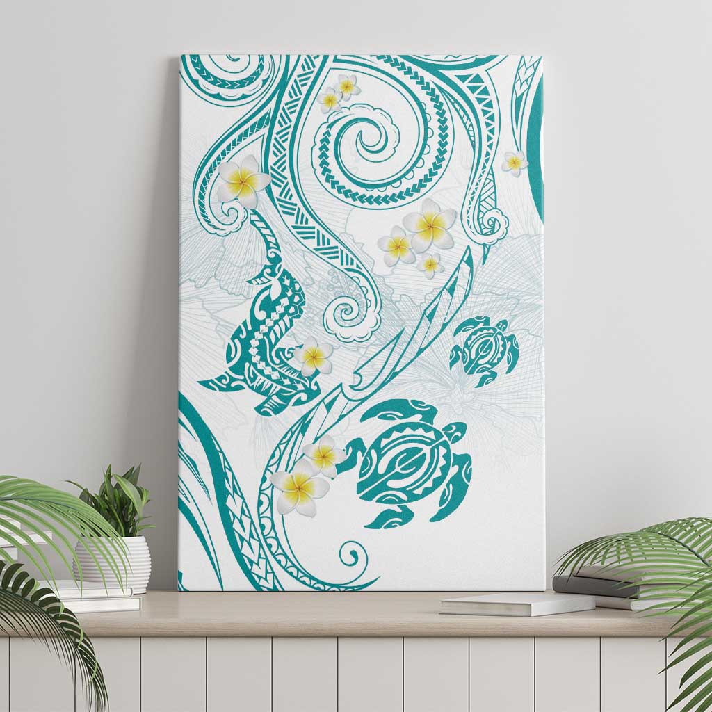 Polynesia Tribal Canvas Wall Art Teal Plumeria Tentacles LT7 - Polynesian Pride