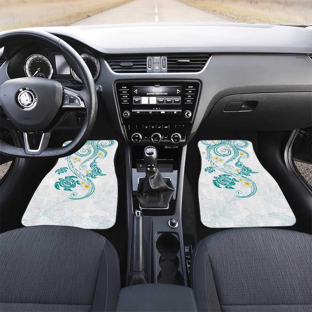 Polynesia Tribal Car Mats Teal Plumeria Tentacles LT7 Set 2pcs - Front Teal - Polynesian Pride