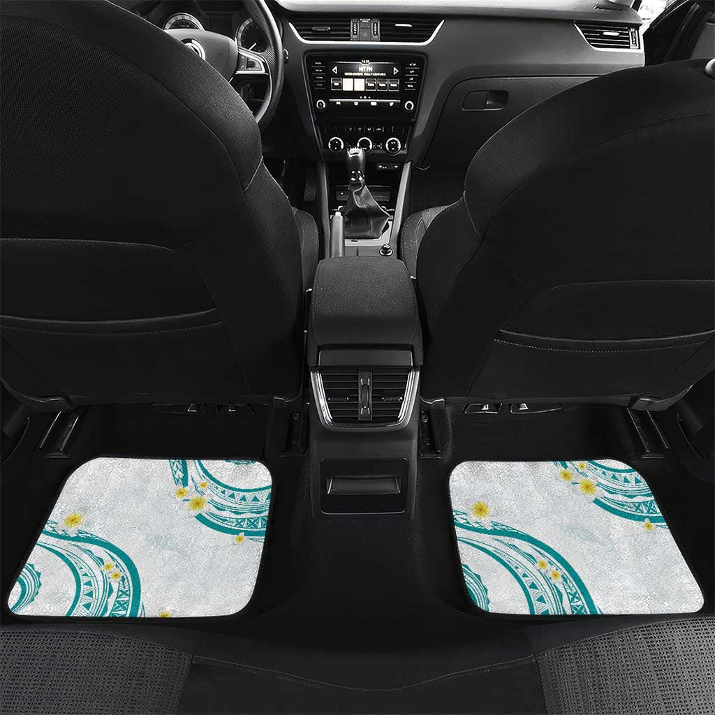 Polynesia Tribal Car Mats Teal Plumeria Tentacles LT7 Set 2pcs - Back Teal - Polynesian Pride