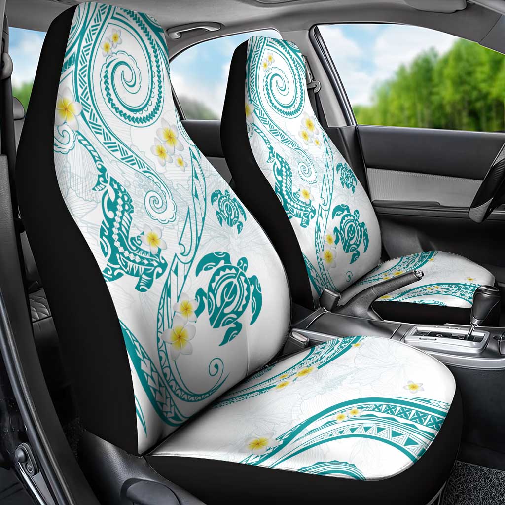 Polynesia Tribal Car Seat Cover Teal Plumeria Tentacles