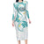 Polynesia Tribal Family Matching Long Sleeve Bodycon Dress and Hawaiian Shirt Teal Plumeria Tentacles