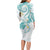 Polynesia Tribal Family Matching Long Sleeve Bodycon Dress and Hawaiian Shirt Teal Plumeria Tentacles