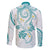 Polynesia Tribal Family Matching Off Shoulder Maxi Dress and Hawaiian Shirt Teal Plumeria Tentacles