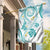 Polynesia Tribal Garden Flag Teal Plumeria Tentacles