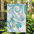 Polynesia Tribal Garden Flag Teal Plumeria Tentacles