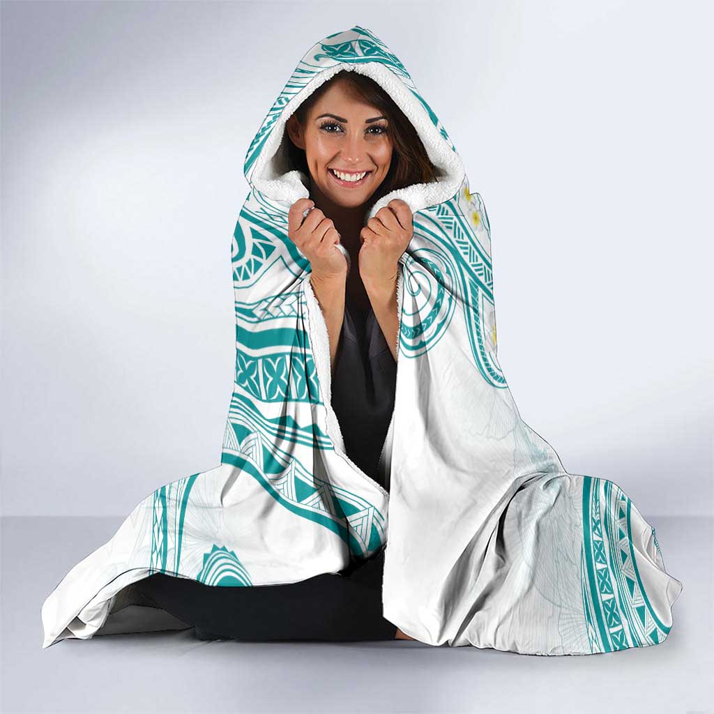 Polynesia Tribal Hooded Blanket Teal Plumeria Tentacles LT7 - Polynesian Pride