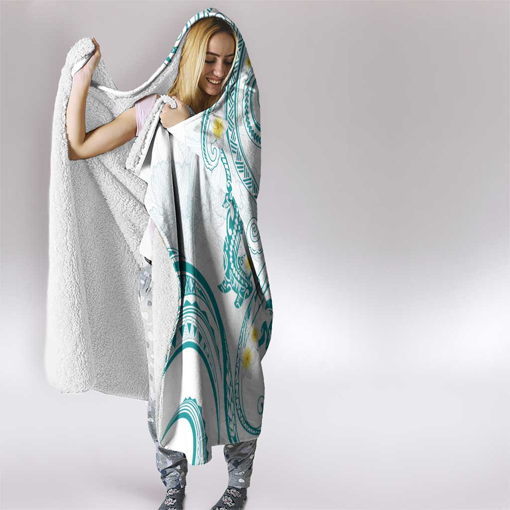 Polynesia Tribal Hooded Blanket Teal Plumeria Tentacles LT7 - Polynesian Pride
