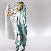 Polynesia Tribal Hooded Blanket Teal Plumeria Tentacles LT7 - Polynesian Pride