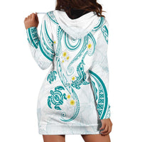 Polynesia Tribal Hoodie Dress Teal Plumeria Tentacles LT7 - Polynesian Pride