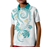 Polynesia Tribal Kid Polo Shirt Teal Plumeria Tentacles