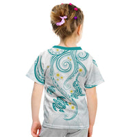 Polynesia Tribal Kid T Shirt Teal Plumeria Tentacles