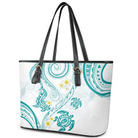 Polynesia Tribal Leather Tote Bag Teal Plumeria Tentacles LT7 - Polynesian Pride