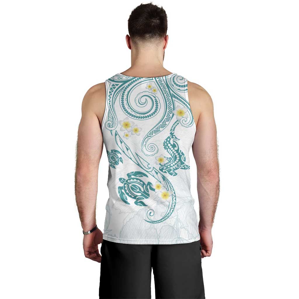Polynesia Tribal Men Tank Top Teal Plumeria Tentacles LT7 - Polynesian Pride