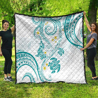 Polynesia Tribal Quilt Teal Plumeria Tentacles