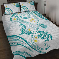 Polynesia Tribal Quilt Bed Set Teal Plumeria Tentacles LT7 Teal - Polynesian Pride