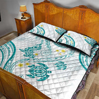 Polynesia Tribal Quilt Bed Set Teal Plumeria Tentacles LT7 - Polynesian Pride