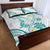 Polynesia Tribal Quilt Bed Set Teal Plumeria Tentacles