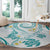 Polynesia Tribal Round Carpet Teal Plumeria Tentacles