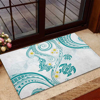 Polynesia Tribal Rubber Doormat Teal Plumeria Tentacles LT7 - Polynesian Pride
