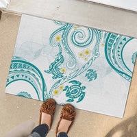 Polynesia Tribal Rubber Doormat Teal Plumeria Tentacles LT7 - Polynesian Pride
