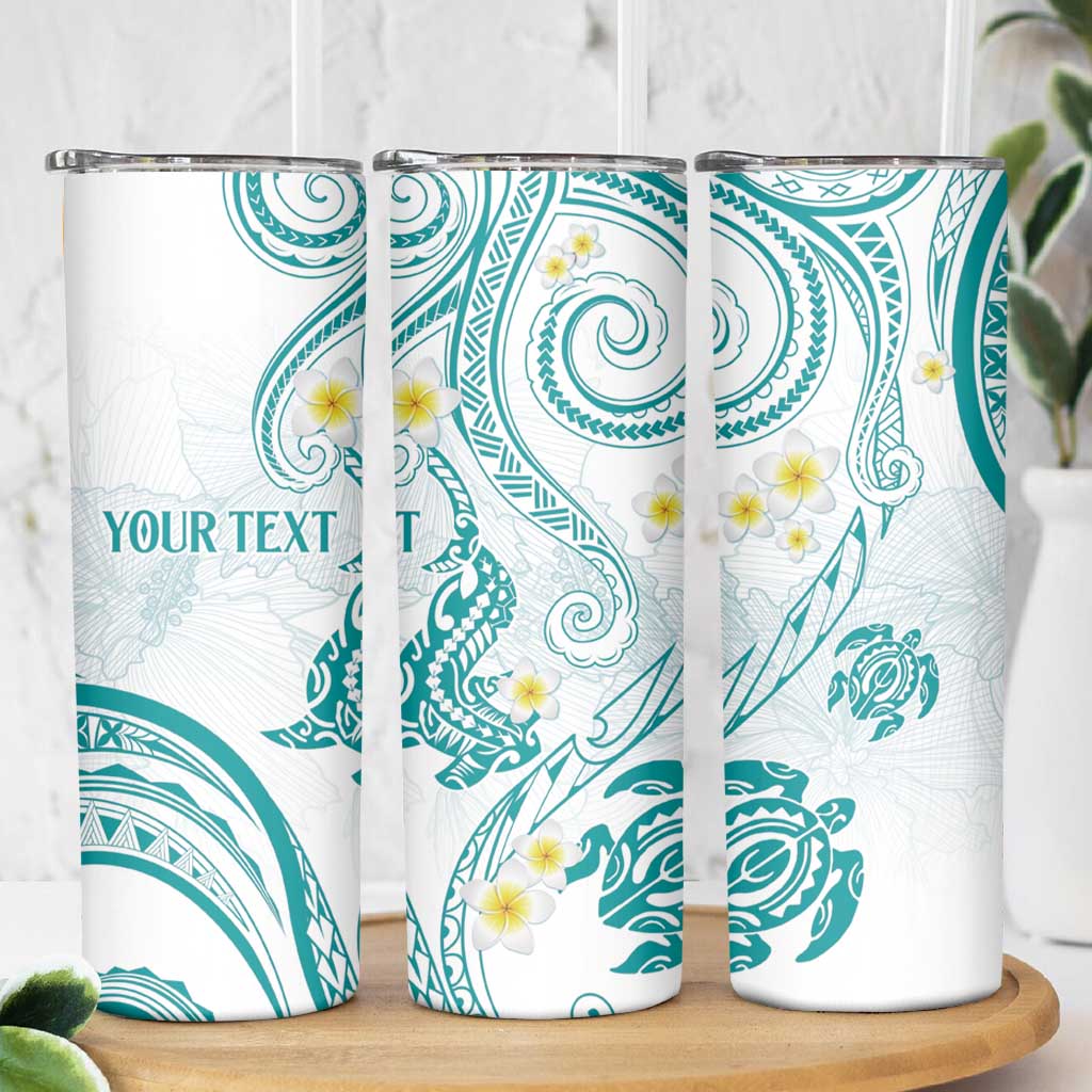 Polynesia Tribal Skinny Tumbler Teal Plumeria Tentacles