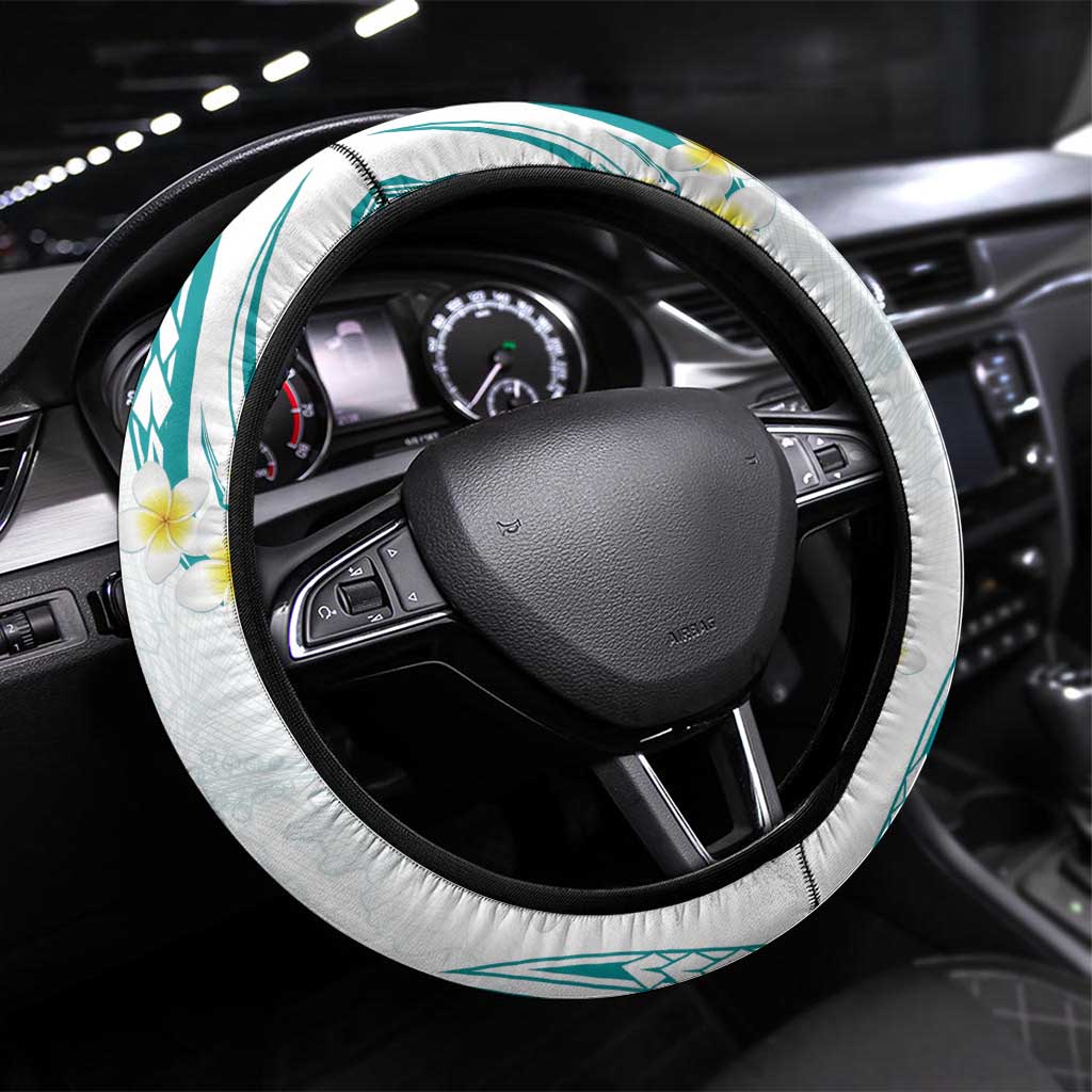 Polynesia Tribal Steering Wheel Cover Teal Plumeria Tentacles LT7 Universal Fit Teal - Polynesian Pride