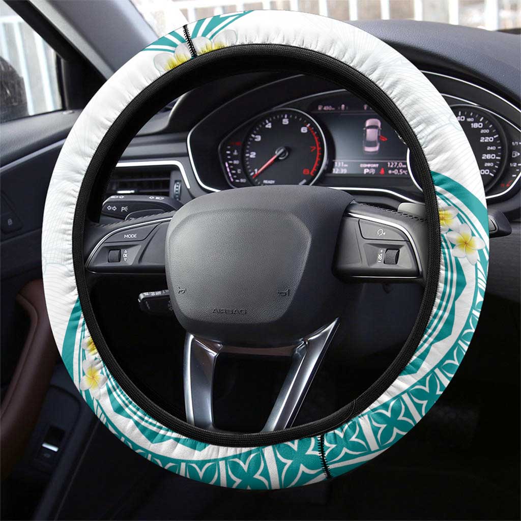 Polynesia Tribal Steering Wheel Cover Teal Plumeria Tentacles LT7 - Polynesian Pride