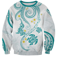 Polynesia Tribal Sweatshirt Teal Plumeria Tentacles LT7 Unisex Teal - Polynesian Pride