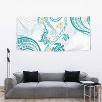 Polynesia Tribal Tapestry Teal Plumeria Tentacles