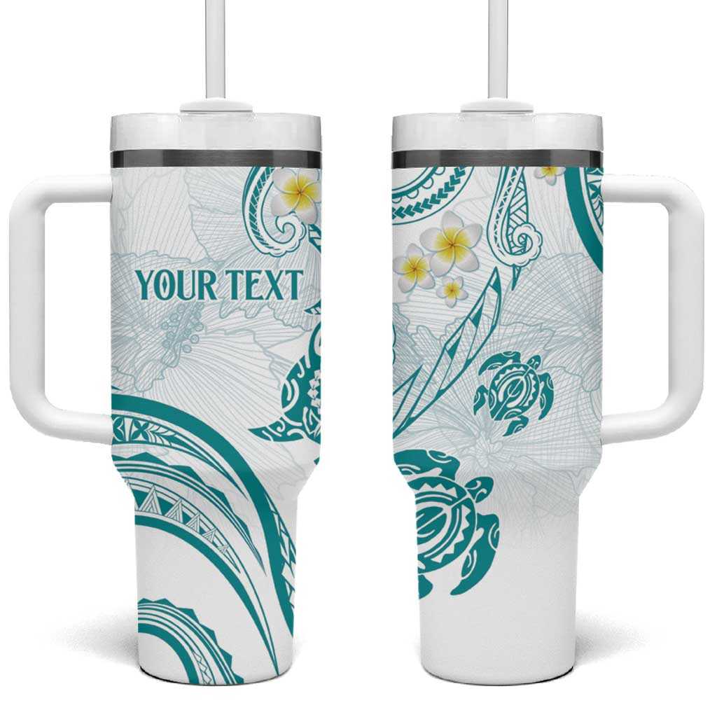 Polynesia Tribal Tumbler With Handle Teal Plumeria Tentacles LT7 One Size: 40 oz Teal - Polynesian Pride