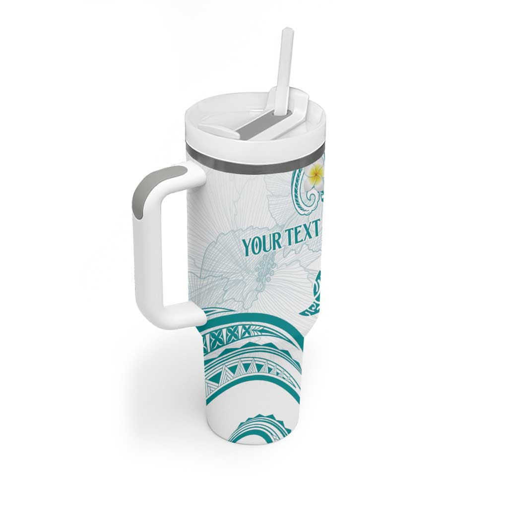 Polynesia Tribal Tumbler With Handle Teal Plumeria Tentacles LT7 - Polynesian Pride
