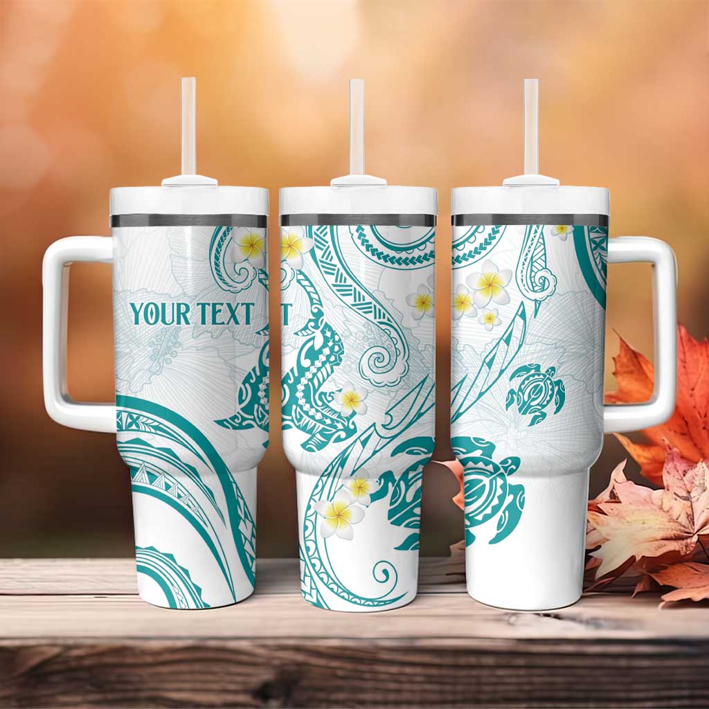 Polynesia Tribal Tumbler With Handle Teal Plumeria Tentacles LT7 - Polynesian Pride