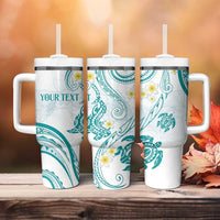 Polynesia Tribal Tumbler With Handle Teal Plumeria Tentacles LT7 - Polynesian Pride