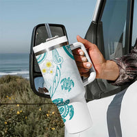 Polynesia Tribal Tumbler With Handle Teal Plumeria Tentacles LT7 - Polynesian Pride